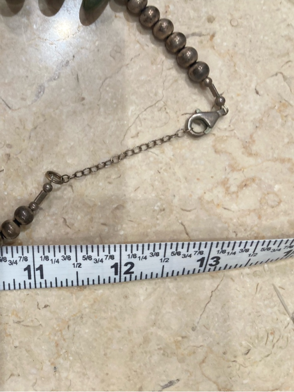 Native American Green Turquoise Chunky Teardrop Nugget Heishi
Necklace - Picture 8 of 8